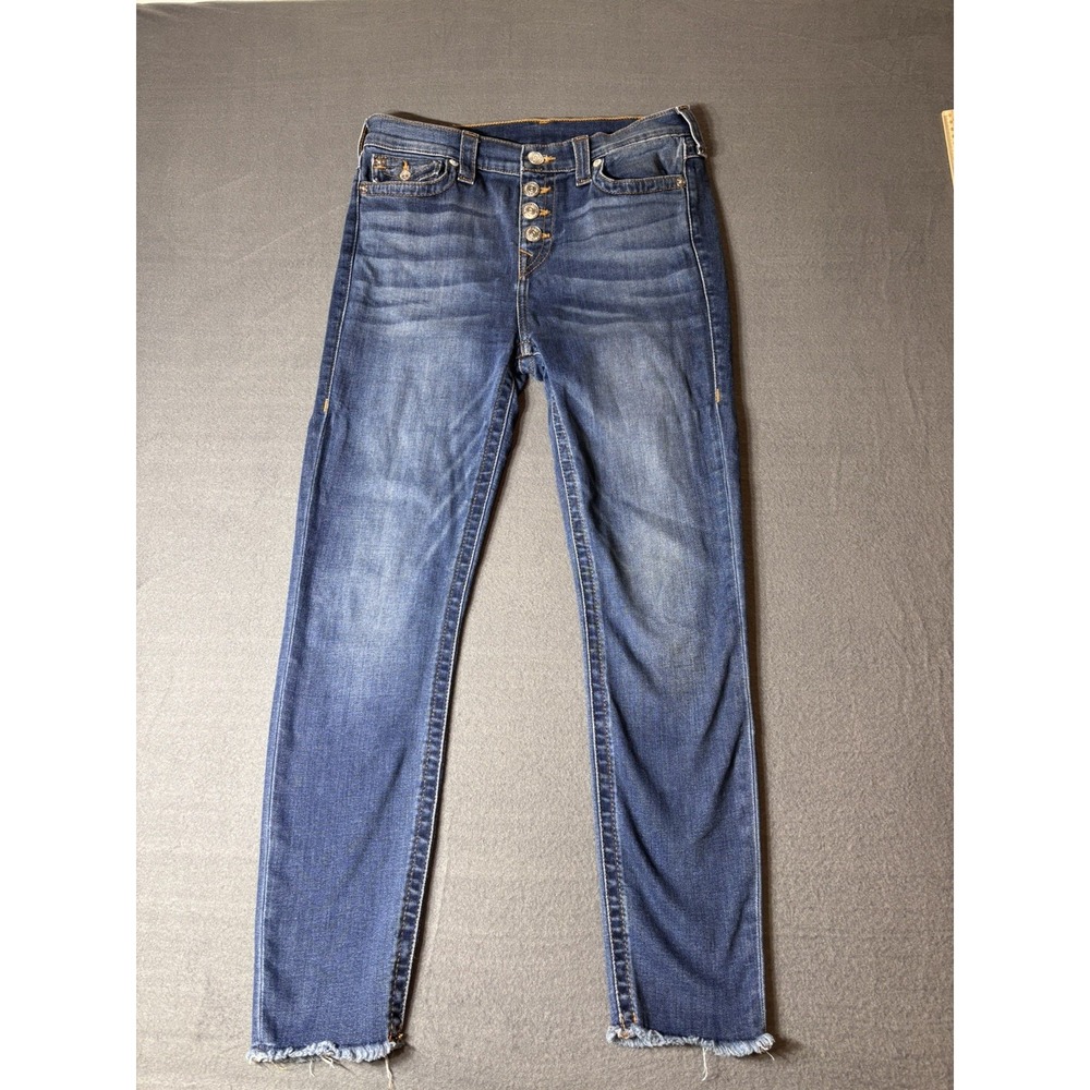 True Religion Ricky Jeans Mens 31 Blue Cotton Straight Distressed Y2K Gorpcore